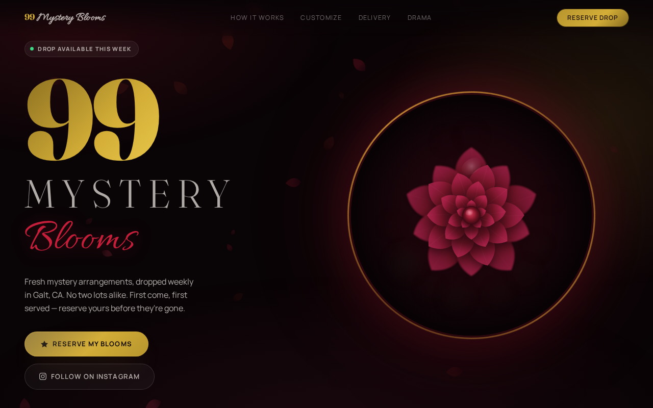 99 Mystery Blooms website preview