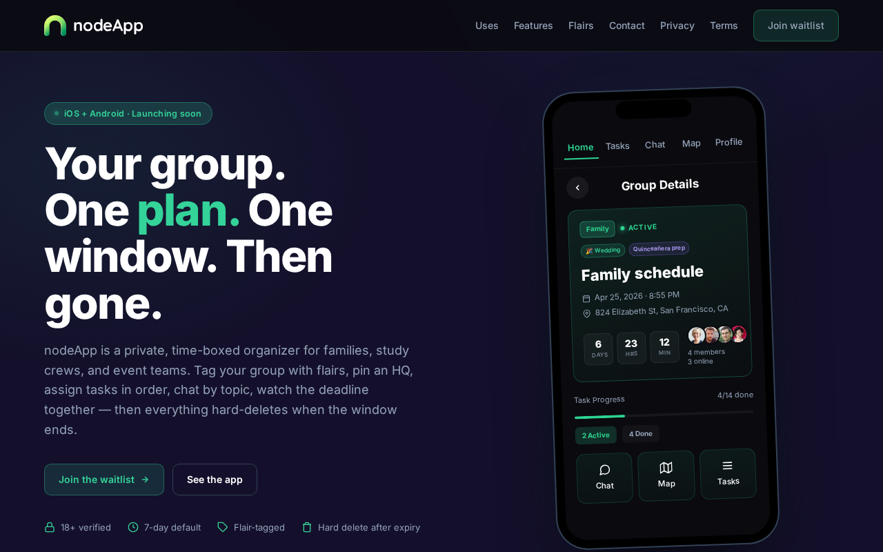 nodeApp website preview