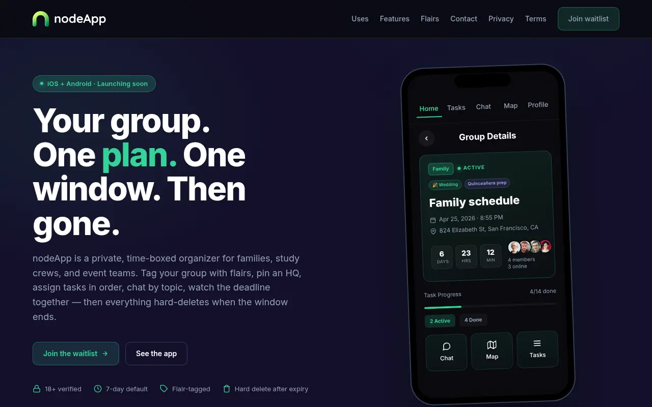 nodeApp website preview